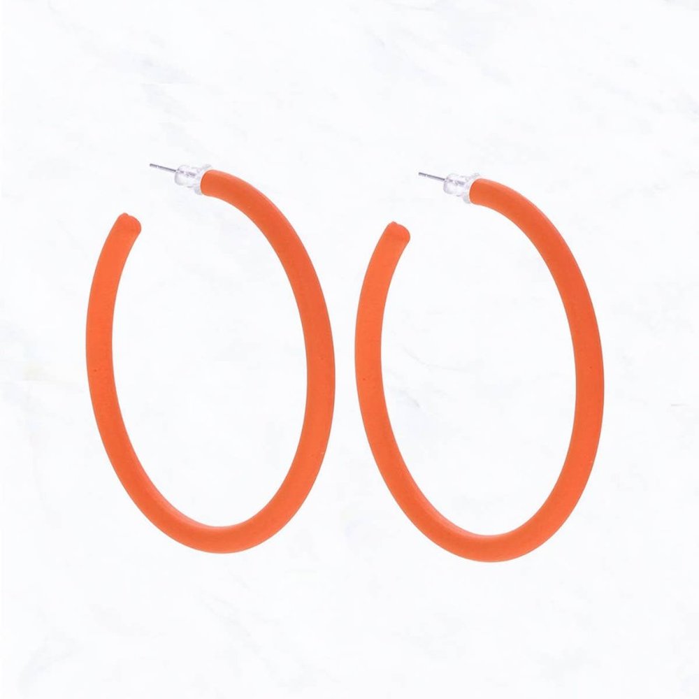 Hyacinth Orange Rubber Color Coated Hoop Earrings